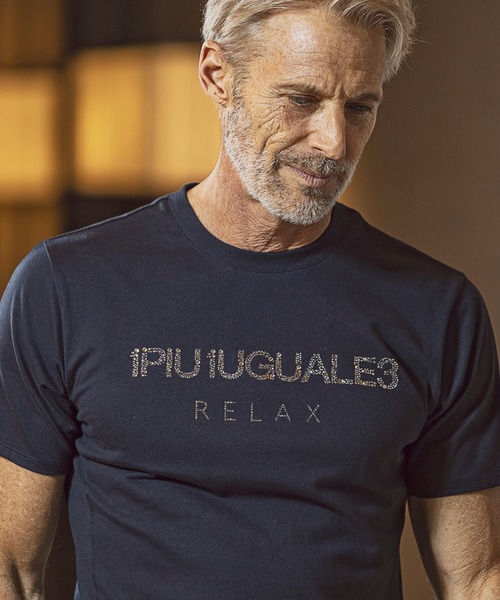 1PIU1UGUALE3 RELAX(ウノピゥウノウグァーレトレ)ランダムラインストーン半袖Tシャツ（Tシャツ/カットソー）｜1PIU1UGUALE3 RELAX （ウノピゥウノウグァーレトレ リラックス）