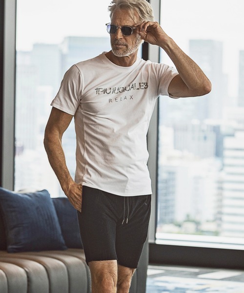1PIU1UGUALE3 RELAX(ウノピゥウノウグァーレトレ)ランダムラインストーン半袖Tシャツ（Tシャツ/カットソー）｜1PIU1UGUALE3 RELAX （ウノピゥウノウグァーレトレ リラックス）