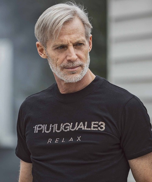 1PIU1UGUALE3 RELAX(ウノピゥウノウグァーレトレ)ランダムラインストーン半袖Tシャツ（Tシャツ/カットソー）｜1PIU1UGUALE3 RELAX （ウノピゥウノウグァーレトレ リラックス）