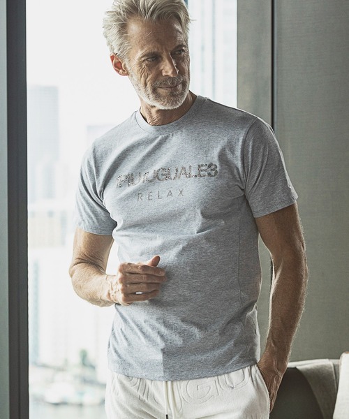 1PIU1UGUALE3 RELAX(ウノピゥウノウグァーレトレ)ランダムラインストーン半袖Tシャツ（Tシャツ/カットソー）｜1PIU1UGUALE3 RELAX （ウノピゥウノウグァーレトレ リラックス）