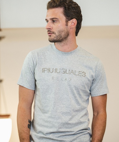 1PIU1UGUALE3 RELAX(ウノピゥウノウグァーレトレ)ランダムラインストーン半袖Tシャツ（Tシャツ/カットソー）｜1PIU1UGUALE3 RELAX （ウノピゥウノウグァーレトレ リラックス）