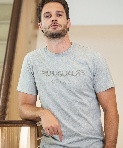 1PIU1UGUALE3 RELAX(ウノピゥウノウグァーレトレ)ランダムラインストーン半袖Tシャツ（Tシャツ/カットソー）｜1PIU1UGUALE3 RELAX （ウノピゥウノウグァーレトレ リラックス）