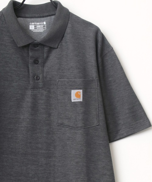 Carhartt（カーハート）の「carhartt/カーハート ビッグシルエット ワンポイント ピスネーム ポケット カノコ ポロシャツ（ポロシャツ・メンズ・ブラック/ネイビー/グレー/モスグリーン/ブルー系その他/チャコール・S/M/XL/L）」の3枚目の写真