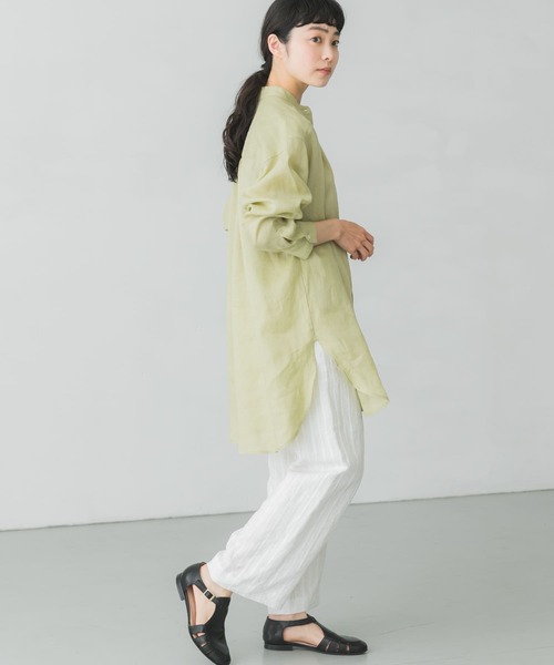 美品☆かぐれ リネン ドビー ストライプ パンツ 麻 ベージュ レース 美品 かぐれ リネン ドビー ストライプ パンツ 麻 ベージュ