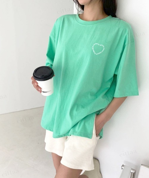 Dalfwin（ダールフィン）の「韓国ファッションハートプリント半袖Tシャツ（Tシャツ/カットソー・レディース・ホワイト/ピンク/グリーン/グレー系その他・FREE）」の11枚目の写真