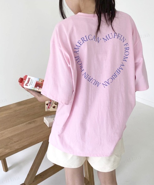 Dalfwin（ダールフィン）の「韓国ファッションハートプリント半袖Tシャツ（Tシャツ/カットソー・レディース・ホワイト/ピンク/グリーン/グレー系その他・FREE）」の12枚目の写真