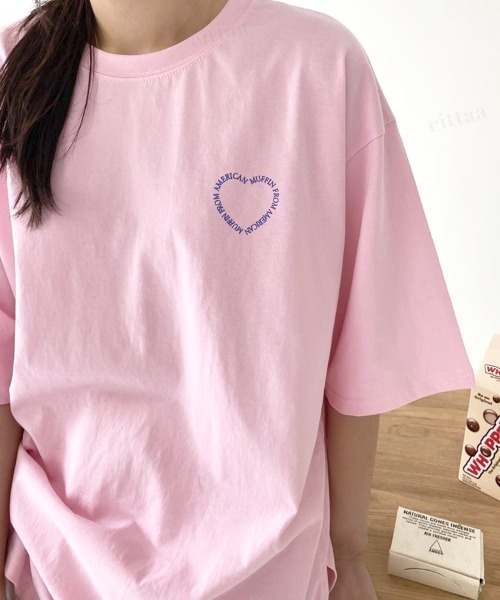 Dalfwin（ダールフィン）の「韓国ファッションハートプリント半袖Tシャツ（Tシャツ/カットソー・レディース・ホワイト/ピンク/グリーン/グレー系その他・FREE）」の13枚目の写真