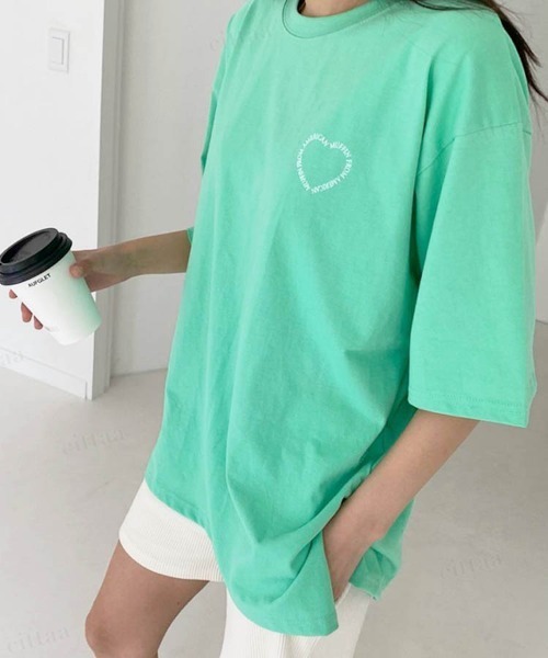 Dalfwin（ダールフィン）の「韓国ファッションハートプリント半袖Tシャツ（Tシャツ/カットソー・レディース・ホワイト/ピンク/グリーン/グレー系その他・FREE）」の22枚目の写真