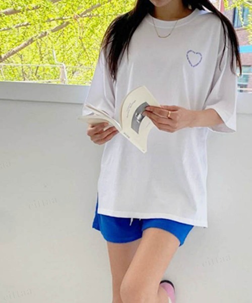 Dalfwin（ダールフィン）の「韓国ファッションハートプリント半袖Tシャツ（Tシャツ/カットソー・レディース・ホワイト/ピンク/グリーン/グレー系その他・FREE）」の18枚目の写真