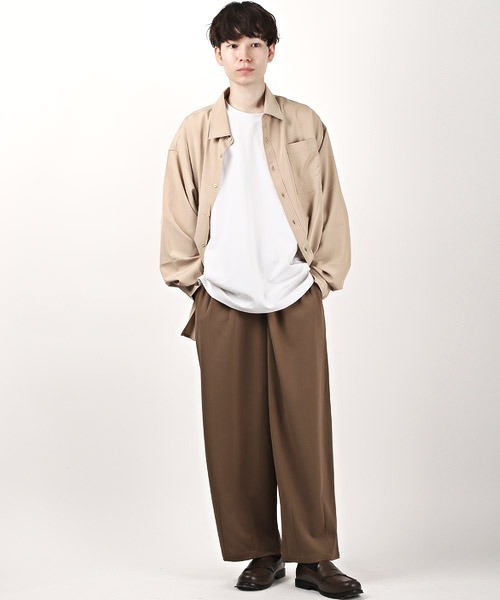LUXSTYLE(ラグスタイル)の「梨地ツータックワイドパンツ(その他パンツ・メンズ・ブラウン/ブラック/グリーン・L/M)」の8枚目の写真