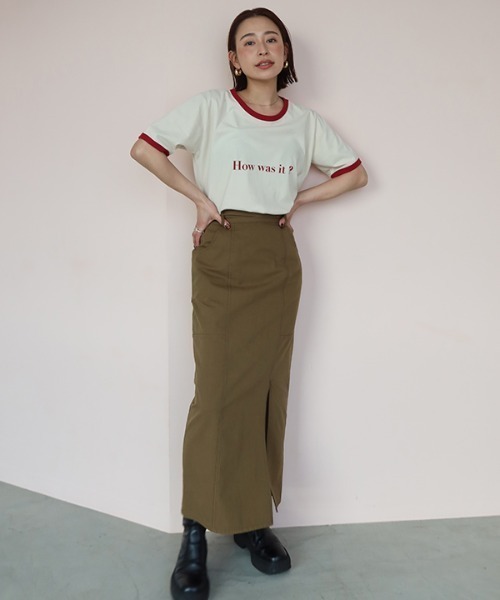 CREDONA(クレドナ)の「アシンメトリースリットタイトSK(スカート・レディース・カーキ/ブラック・SMALL/MEDIUM)」の11枚目の写真