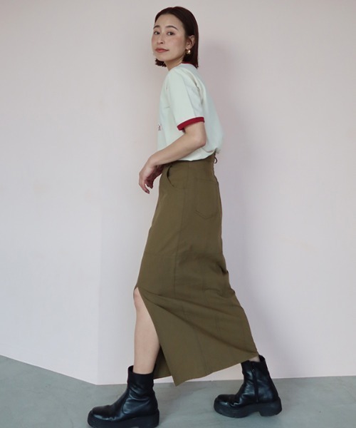 CREDONA(クレドナ)の「アシンメトリースリットタイトSK(スカート・レディース・カーキ/ブラック・SMALL/MEDIUM)」の14枚目の写真
