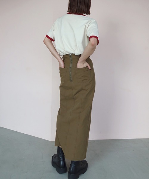 CREDONA(クレドナ)の「アシンメトリースリットタイトSK(スカート・レディース・カーキ/ブラック・SMALL/MEDIUM)」の8枚目の写真