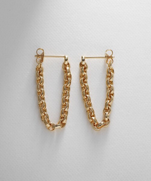 セール】シルバー ドームチェーン フープピアス GP（ピアス（両耳用