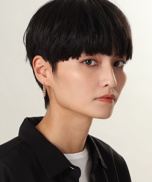 シルバー ドームチェーン フープピアス GP（ピアス（両耳用