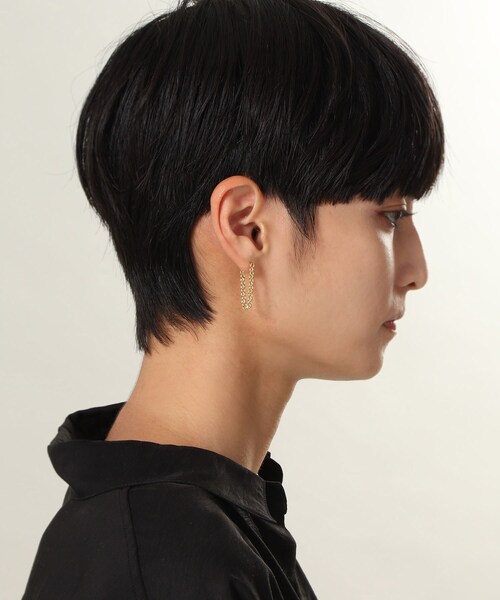 シルバー ドームチェーン フープピアス GP（ピアス（両耳用