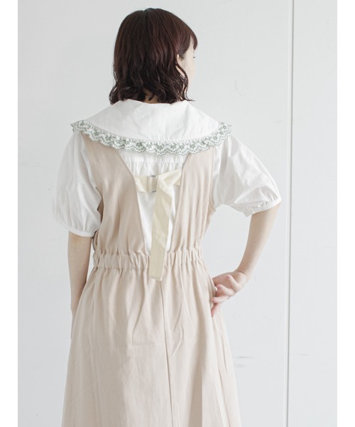 ehka sopo(エヘカソポ)の「バックデザインジャンパースカート(ジャンパースカート・レディース・ベージュ/ブラウン/ミント・フリ-)」の8枚目の写真