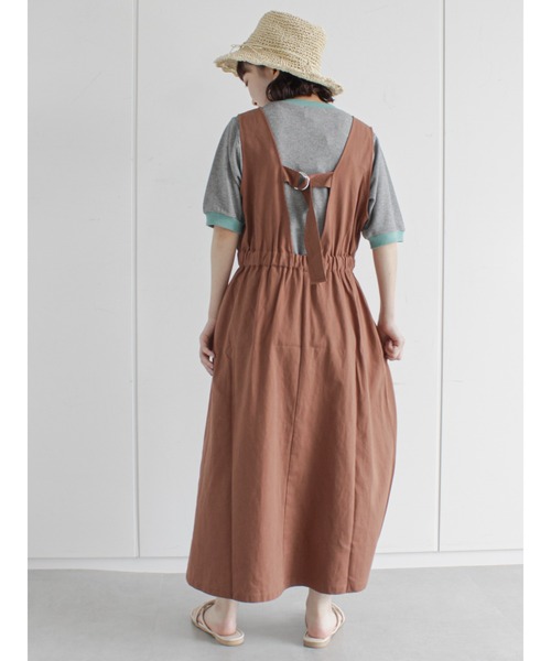 ehka sopo(エヘカソポ)の「バックデザインジャンパースカート(ジャンパースカート・レディース・ベージュ/ブラウン/ミント・フリ-)」の15枚目の写真