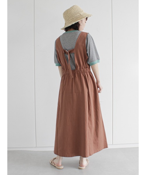 ehka sopo(エヘカソポ)の「バックデザインジャンパースカート(ジャンパースカート・レディース・ベージュ/ブラウン/ミント・フリ-)」の14枚目の写真