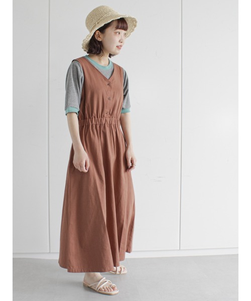 ehka sopo(エヘカソポ)の「バックデザインジャンパースカート(ジャンパースカート・レディース・ベージュ/ブラウン/ミント・フリ-)」の16枚目の写真