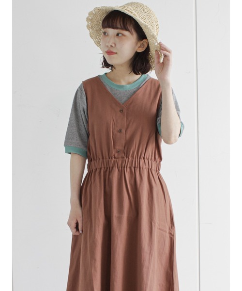 ehka sopo(エヘカソポ)の「バックデザインジャンパースカート(ジャンパースカート・レディース・ベージュ/ブラウン/ミント・フリ-)」の17枚目の写真