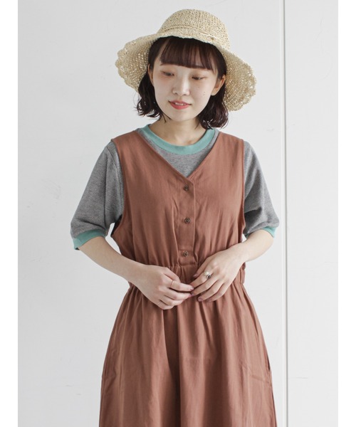 ehka sopo(エヘカソポ)の「バックデザインジャンパースカート(ジャンパースカート・レディース・ベージュ/ブラウン/ミント・フリ-)」の19枚目の写真