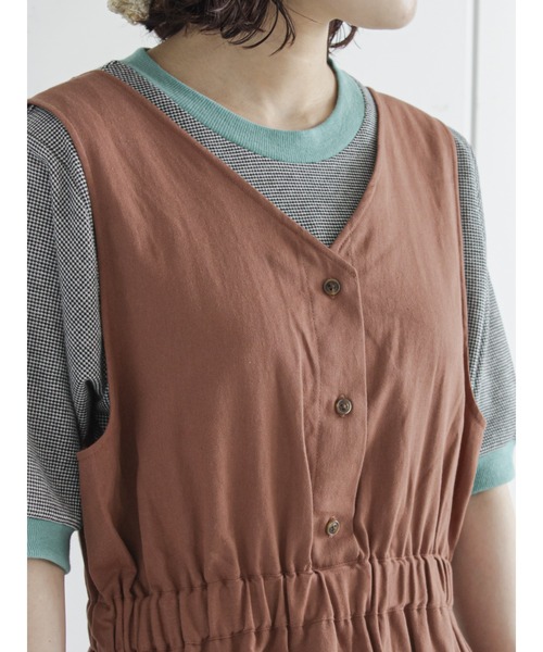 ehka sopo(エヘカソポ)の「バックデザインジャンパースカート(ジャンパースカート・レディース・ベージュ/ブラウン/ミント・フリ-)」の21枚目の写真