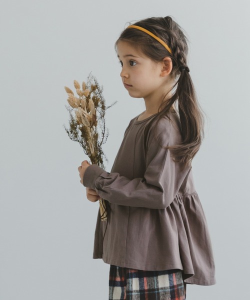 pairmanon（ペアマノン）の「【プレミアムコットン100%】ガールズ長袖チュニック（チュニック・キッズ・イエロー/モカ/ラベンダー/ブラック系その他4/ブラウン系その他5/ベージュ系その他4/ブラウン系その他4・90/100/110/120/130/140/150）」の3枚目の写真