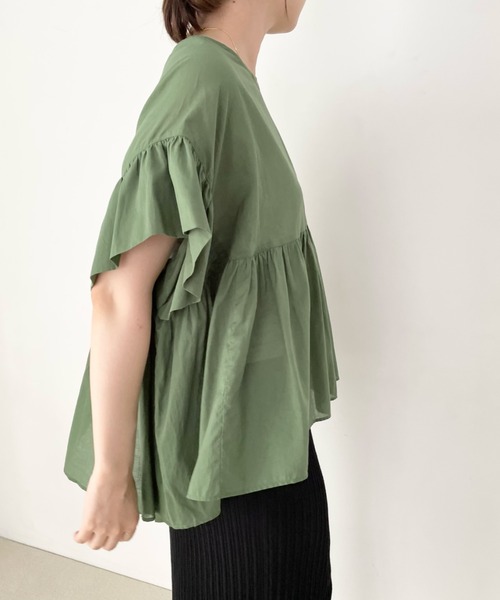 LOWRYS FARM(ローリーズファーム)の「ボイルフリルチュニックシャツ 349138(シャツ/ブラウス・レディース・ホワイト/ブラック/グリーン・FREE)」の3枚目の写真