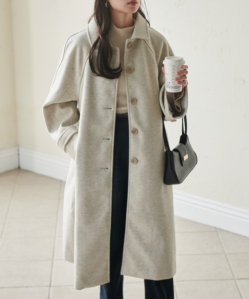 セール】ウール調ステンカラーコート（ステンカラーコート）｜RANAN