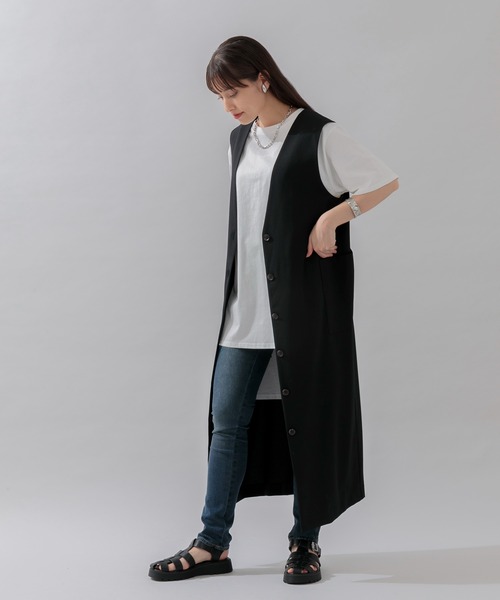 CLOCHE（クロシェ）の「cloche 前後2WAYベストワンピース（ワンピース・レディース・ブラック/ベージュ・FREE）」の15枚目の写真