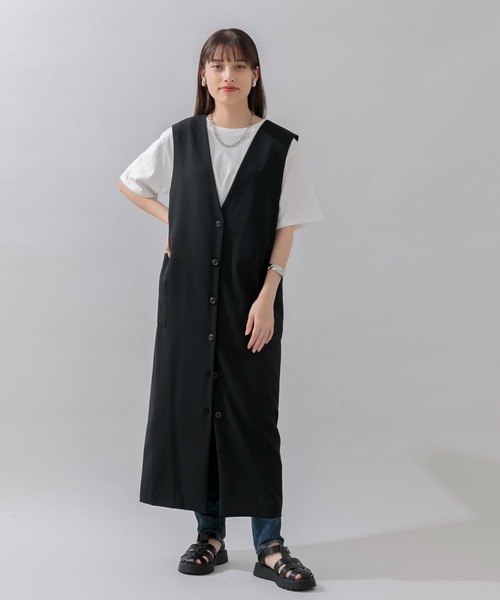 CLOCHE（クロシェ）の「cloche 前後2WAYベストワンピース（ワンピース・レディース・ブラック/ベージュ・FREE）」の9枚目の写真