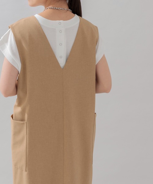 CLOCHE（クロシェ）の「cloche 前後2WAYベストワンピース（ワンピース・レディース・ブラック/ベージュ・FREE）」の14枚目の写真