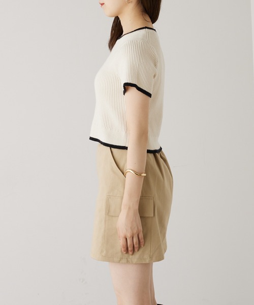 Chico（チコ）の「胸刺繍パイピングチビニット（ニット/セーター・レディース・ブラック/ベージュ/ピンク/ブルー・FREE）」の19枚目の写真