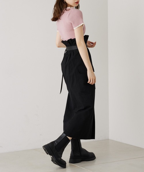 Chico（チコ）の「胸刺繍パイピングチビニット（ニット/セーター・レディース・ブラック/ベージュ/ピンク/ブルー・FREE）」の22枚目の写真