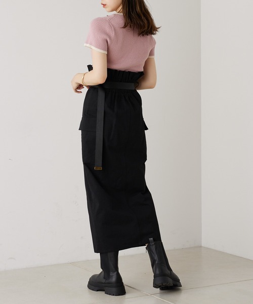 Chico（チコ）の「胸刺繍パイピングチビニット（ニット/セーター・レディース・ブラック/ベージュ/ピンク/ブルー・FREE）」の7枚目の写真