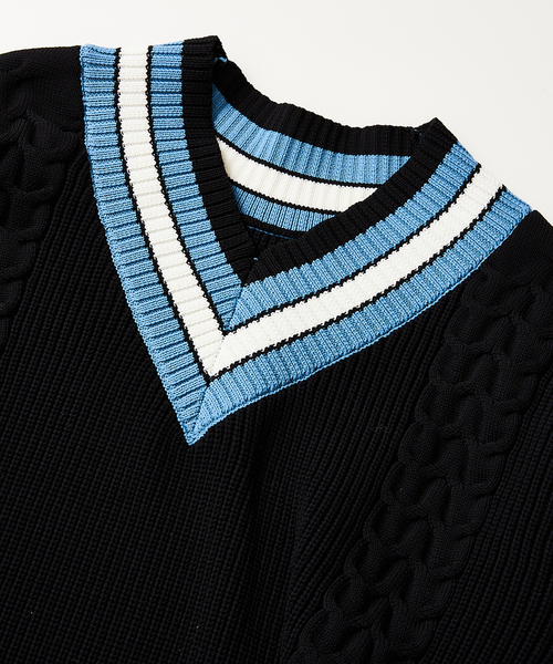 JOURNAL STANDARD relume（ジャーナルスタンダード　レリューム）の「【ニット+カットソーの2点SET】リサイクルポリ チルデンニット（ニット/セーター・メンズ・ブラック/ネイビー/グリーン/ボルドー/キャメル・MEDIUM/LARGE）」の14枚目の写真