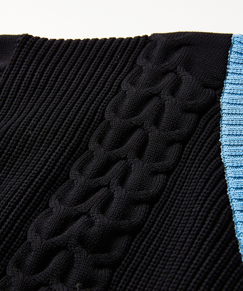 JOURNAL STANDARD relume（ジャーナルスタンダード　レリューム）の「【ニット+カットソーの2点SET】リサイクルポリ チルデンニット（ニット/セーター・メンズ・ブラック/ネイビー/グリーン/ボルドー/キャメル・MEDIUM/LARGE）」の15枚目の写真