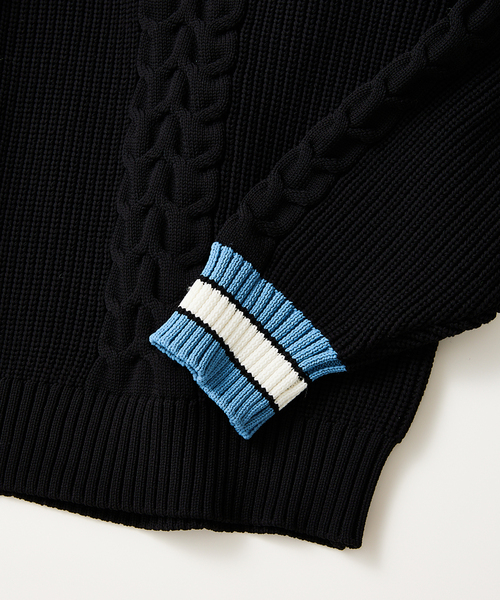 JOURNAL STANDARD relume（ジャーナルスタンダード　レリューム）の「【ニット+カットソーの2点SET】リサイクルポリ チルデンニット（ニット/セーター・メンズ・ブラック/ネイビー/グリーン/ボルドー/キャメル・MEDIUM/LARGE）」の16枚目の写真