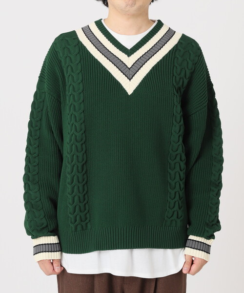 JOURNAL STANDARD relume（ジャーナルスタンダード　レリューム）の「【ニット+カットソーの2点SET】リサイクルポリ チルデンニット（ニット/セーター・メンズ・ブラック/ネイビー/グリーン/ボルドー/キャメル・MEDIUM/LARGE）」の17枚目の写真