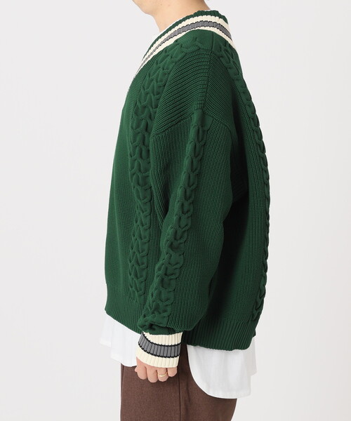 JOURNAL STANDARD relume（ジャーナルスタンダード　レリューム）の「【ニット+カットソーの2点SET】リサイクルポリ チルデンニット（ニット/セーター・メンズ・ブラック/ネイビー/グリーン/ボルドー/キャメル・MEDIUM/LARGE）」の18枚目の写真