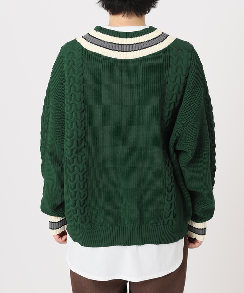 JOURNAL STANDARD relume（ジャーナルスタンダード　レリューム）の「【ニット+カットソーの2点SET】リサイクルポリ チルデンニット（ニット/セーター・メンズ・ブラック/ネイビー/グリーン/ボルドー/キャメル・MEDIUM/LARGE）」の19枚目の写真