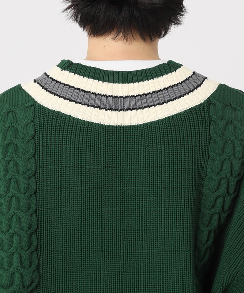 JOURNAL STANDARD relume（ジャーナルスタンダード　レリューム）の「【ニット+カットソーの2点SET】リサイクルポリ チルデンニット（ニット/セーター・メンズ・ブラック/ネイビー/グリーン/ボルドー/キャメル・MEDIUM/LARGE）」の20枚目の写真