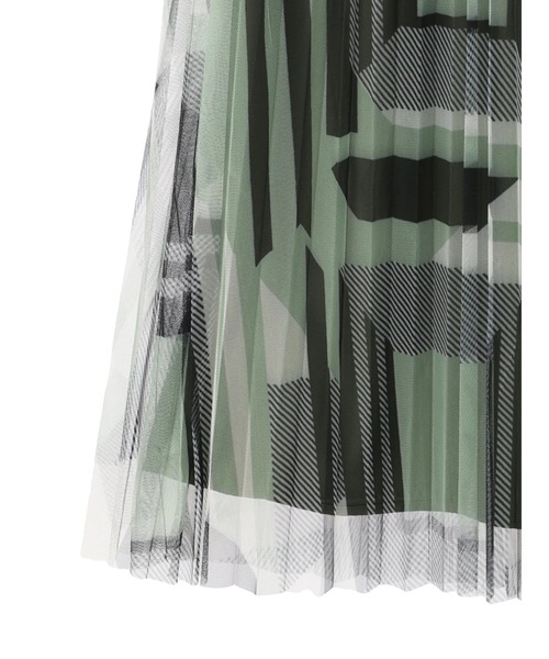 YECCA VECCA（イェッカヴェッカ）の「幾何学柄チュールプリーツスカート（スカート・レディース・ベージュ/グリーン・FREE）」の16枚目の写真