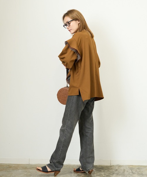 HERENCIA（ヘレンチア）の「メッシュランダムフリル ブラウス（シャツ/ブラウス・レディース・ブラウン/ブラック/ホワイト・MEDIUM）」の6枚目の写真