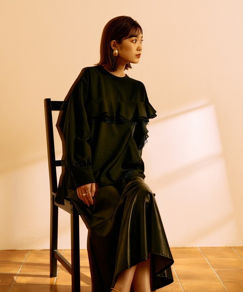 HERENCIA（ヘレンチア）の「メッシュランダムフリル ブラウス（シャツ/ブラウス・レディース・ブラウン/ブラック/ホワイト・MEDIUM）」の17枚目の写真