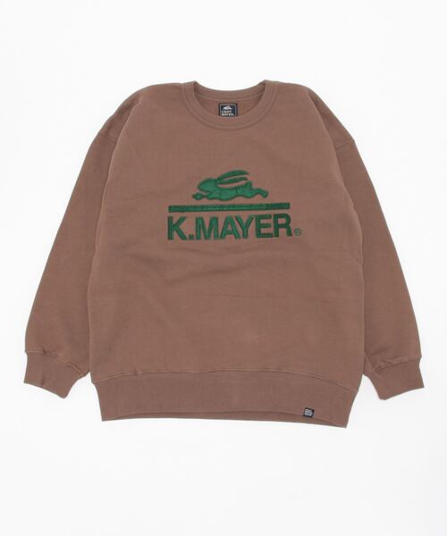 KRIFF MAYER Lady's Collection(クリフメイヤーレディースコレクション)の「裏起毛ユルクルー(ワッペン)(スウェット・レディース・モカ/チャコール/カラフル/ネイビー/グレー/レンガ/グリーン/ナチュラル・LARGE/MEDIUM)」の4枚目の写真