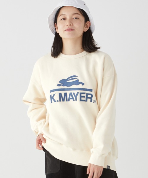 KRIFF MAYER Lady's Collection(クリフメイヤーレディースコレクション)の「裏起毛ユルクルー(ワッペン)(スウェット・レディース・モカ/チャコール/カラフル/ネイビー/グレー/レンガ/グリーン/ナチュラル・LARGE/MEDIUM)」の5枚目の写真