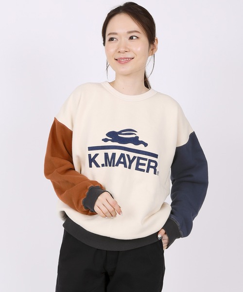 KRIFF MAYER Lady's Collection(クリフメイヤーレディースコレクション)の「裏起毛ユルクルー(ワッペン)(スウェット・レディース・モカ/チャコール/カラフル/ネイビー/グレー/レンガ/グリーン/ナチュラル・LARGE/MEDIUM)」の8枚目の写真