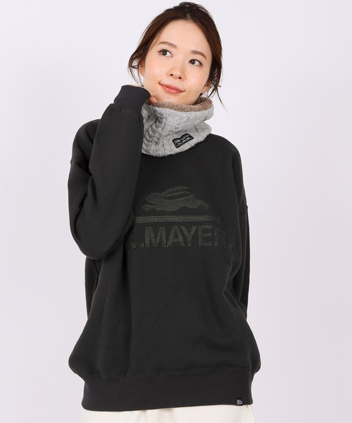 KRIFF MAYER Lady's Collection(クリフメイヤーレディースコレクション)の「裏起毛ユルクルー(ワッペン)(スウェット・レディース・モカ/チャコール/カラフル/ネイビー/グレー/レンガ/グリーン/ナチュラル・LARGE/MEDIUM)」の3枚目の写真